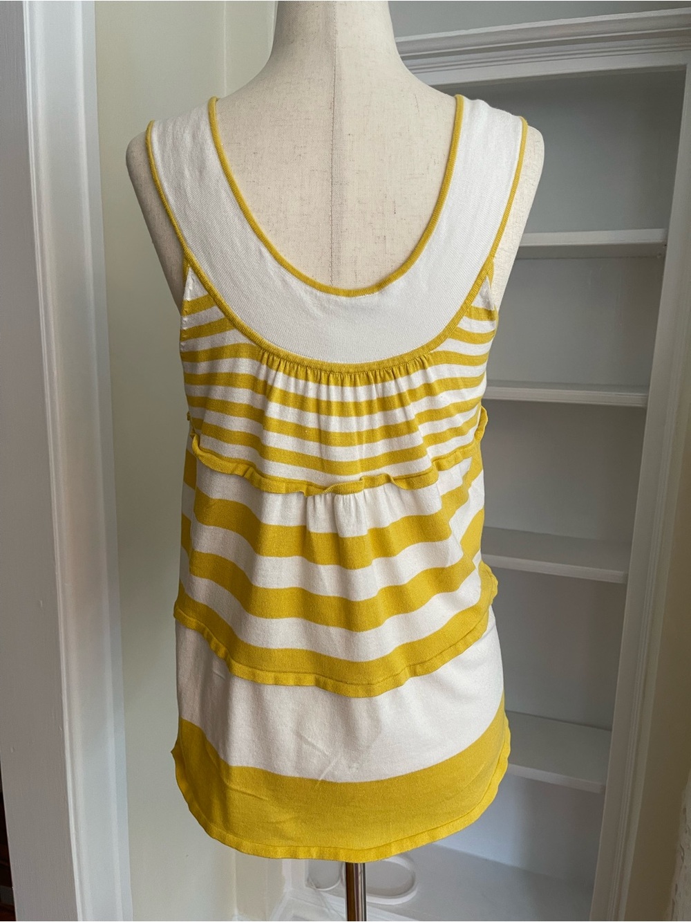 Free People Yellow and White Striped Sleeveless Tunic Top - Picture 3 of 7